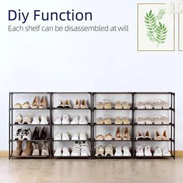 HODYANN 10 Tiers Shoe Rack, 30-40 Pairs Large Shoe Organizer, Sturdy Shoe Storage, Space Saving Tall Metal Shoe Shelf, Stackable Shoe Rack for Closet, Entryway, Bedroom, Black