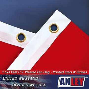 Anley USA Pleated Fan Flag, 1.5x3 ft American US Bunting Flag Patriotic Stars & Stripes - Sharp Colo...