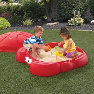 Step2 Crabbie Sandbox, Kids Sand Activity Sensory Play Pit, Summer Outdoor Toys, Lid Included, For Toddlers 1+ Years Old