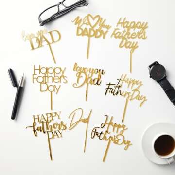 Happy Father's Day Cake Topper - Acrylic Mirror Design for Dads
