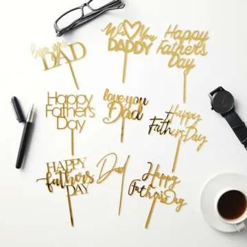 Happy Father's Day Cake Topper - Acrylic Mirror Design for Dads