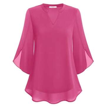 Bebonnie Women Dressy Casual Tops: Blouses for Women Fashion 2024 - Work Business Chiffon Blouses an...