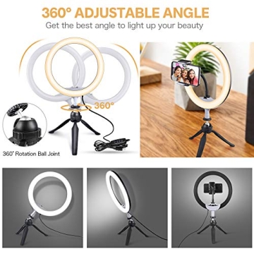 UBeesize 10" LED Ring Light with Tripod & Phone Holder