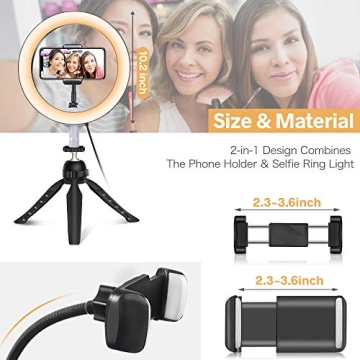 UBeesize 10" LED Ring Light with Tripod & Phone Holder