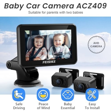 FEISIKE 1080P Dual Display Baby Car Camera with Night Vision