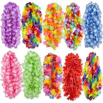 Colorful 50 Pack Hawaiian Theme Simulated Silk Leis