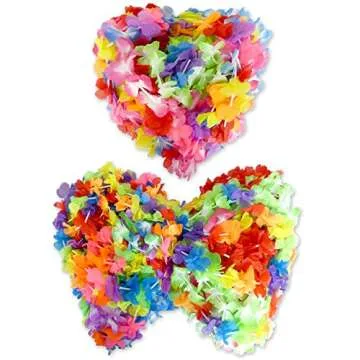 Colorful 50 Pack Hawaiian Theme Simulated Silk Leis