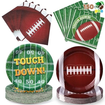 JOYIN 150 Pcs Football Party Tableware Set - Perfect for Game Day Events