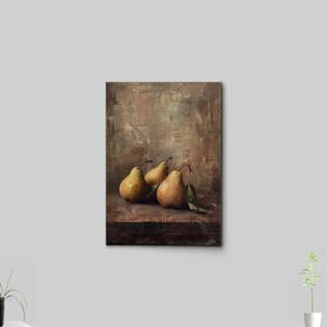 Vintage Kitchen Still Life Painting, Moody Pear Wall Art, Vintage Painting Fruit Still Life Painting Fruit Pears Print Wall Art, Kitchen Print, Vintage Kitchen Decor Art, Wall Decor, Arts