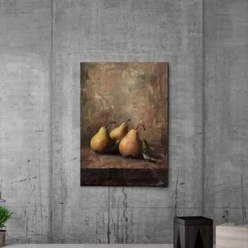 Vintage Kitchen Still Life Painting, Moody Pear Wall Art, Vintage Painting Fruit Still Life Painting Fruit Pears Print Wall Art, Kitchen Print, Vintage Kitchen Decor Art, Wall Decor, Arts