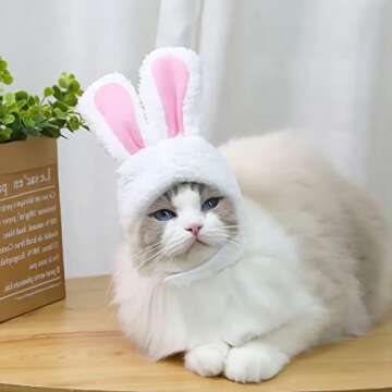 2PCS Bunny Ears for Cats - Plush Rabbit Hats for Pets