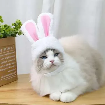 2PCS Bunny Ears for Cats - Plush Rabbit Hats for Pets