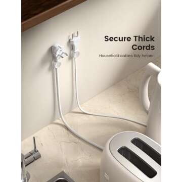 8Pack Cord Organizer [1s Lock] Spring Cable Management Clips - Lamicall Desk Cord Holder, Adhesive Cute Round Cable Clip, Phone Charger Wire Organizer Keeper for Nightstand Car Office Accessory, White