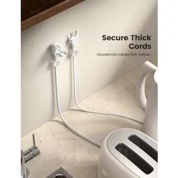 8Pack Cord Organizer [1s Lock] Spring Cable Management Clips - Lamicall Desk Cord Holder, Adhesive Cute Round Cable Clip, Phone Charger Wire Organizer Keeper for Nightstand Car Office Accessory, White