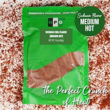 NPG Authentic Sichuan Chili Flakes 16 Ounces, Medium Hot, Szechuan Crushed Red Pepper Flakes Bulk, Essential Spice Seasoning for Making Kimchi, Chili Oil, Stir-fry, Pizza, Salads, and Tacos