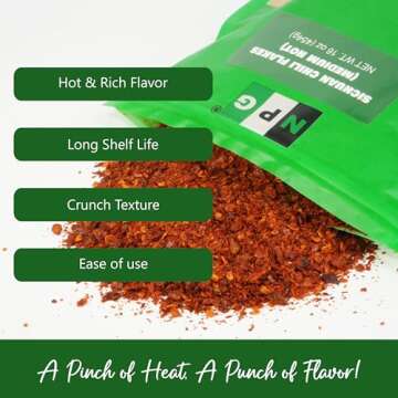 NPG Authentic Sichuan Chili Flakes 16 Ounces, Medium Hot, Szechuan Crushed Red Pepper Flakes Bulk, Essential Spice Seasoning for Making Kimchi, Chili Oil, Stir-fry, Pizza, Salads, and Tacos