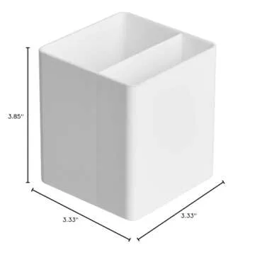 Amazon Basics Plastic Desk Organizer - Pen Cup Holds Pens/Pencils, White