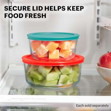 Pyrex Glass Food Storage containers, 16 PC Set (Mixed Colors)