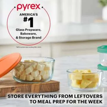 Pyrex Glass Food Storage containers, 16 PC Set (Mixed Colors)