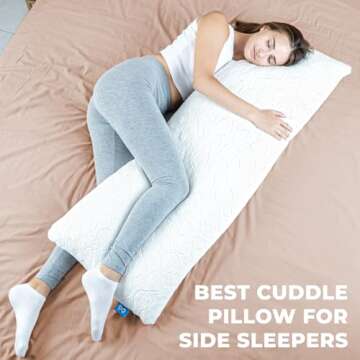 Everlasting Comfort Body Pillow - Full, Long Pillow with Cooling Pillowcase (20"x54") - Adjustable, Firm Cuddle Pillow for Side, Back, and Stomach Sleepers - Memory Foam for Adults