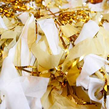 melody fantasy White Gold 200 Plastic Strips Streamer Backdrop, DIY Streamers Pastel Ribbon Fringe C...