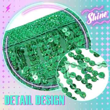 Zoestar Boho Sequin Tassel Hip Scarf Multilayer Belly Dance Belt Dance Performance Skirt for Women and Girls (Green)