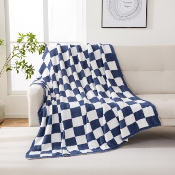YIRUIO Throw Blanket Checkered Chessboard Fluffy Fuzzy Warmer Comfort Reversible Super Soft Cozy Dec...