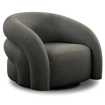 Stunning POLY & BARK Volos Swivel Chair in Juniper Green Boucle - Ultimate Comfort & Style
