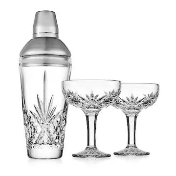 Godinger Cocktail Shaker and Cocktail Glasses Bar Set, Martini Shaker and 2 Martini Glasses Set - Dublin Collection