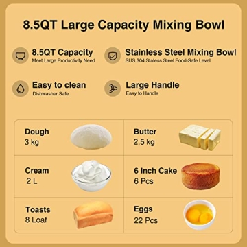 KUCCU Stand Mixer 9.5Qt, 660W with 6-Speed & Accessories