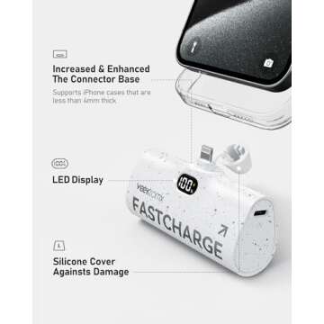 VEEKTOMX Small Portable Charger for iPhone, Fast Charging Power Bank Mini 5000mAh Battery Pack Compatible with iPhone 14/14 plus/14 Pro Max/13/13Pro Max/12/12Mini/11/XR/XS/X/8/,Travel Essentials