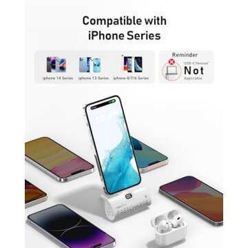 VEEKTOMX Small Portable Charger for iPhone, Fast Charging Power Bank Mini 5000mAh Battery Pack Compatible with iPhone 14/14 plus/14 Pro Max/13/13Pro Max/12/12Mini/11/XR/XS/X/8/,Travel Essentials