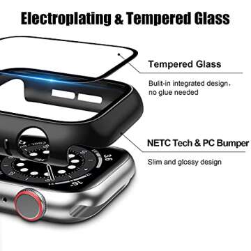 14 Pack Apple Watch Case with Tempered Glass Screen Protector for Apple Watch SE 40mm Series 6/5/4,Anotch Full Coverage Hard PC Protective Cover HD Ultra-Thin Guard Bumper for iWatch 40mm Accessories