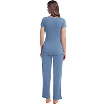Joyaria Womens Maternity Nursing Pajamas/Pjs Long Pants Set For Hospital Pregnancy Sleepwear Set