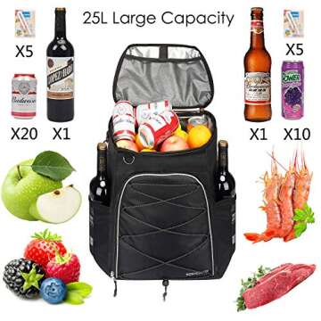 SEEHONOR Insulated Cooler Backpack Leakproof Soft Cooler Bag Lightweight Backpack Cooler for Lunch P...