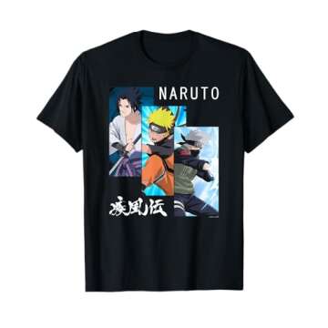 Naruto Shippuden 3 Panels and Kanji Short Sleeve T-Shirt