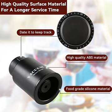 1 PACK Wine Bottle Stoppers,Real Vacuum Champagne Stoppers,Reusable Wine Preserver,Wine Corks Keep Fresh,Best Gifts for Wine Lovers for Christmas Gifts