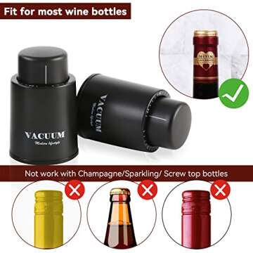 1 PACK Wine Bottle Stoppers,Real Vacuum Champagne Stoppers,Reusable Wine Preserver,Wine Corks Keep Fresh,Best Gifts for Wine Lovers for Christmas Gifts