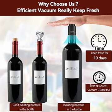 1 PACK Wine Bottle Stoppers,Real Vacuum Champagne Stoppers,Reusable Wine Preserver,Wine Corks Keep Fresh,Best Gifts for Wine Lovers for Christmas Gifts