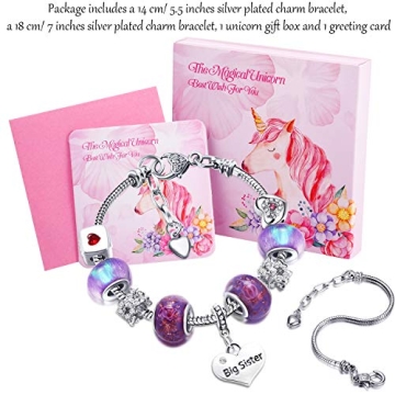 Hicarer Big Sis Charm Bracelet Set Purple Glass Glaze Gift