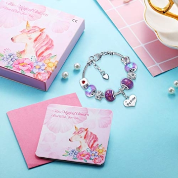 Hicarer Big Sis Charm Bracelet Set Purple Glass Glaze Gift