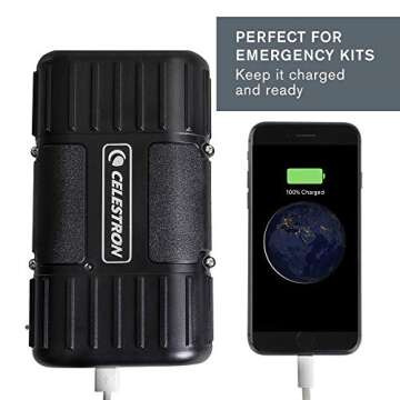 Celestron - PowerTank Lithium LT Telescope Battery – Rechargeable Portable 12V Power Supply for Computerized Telescopes - 8 Hour capacity/73.3 Wh - 1 USB Ports
