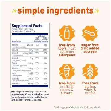 Enfamil Poly-Vi-Sol Liquid Multivitamin Drops, Supports Growth & Immune Health*, 50mL Bottle​