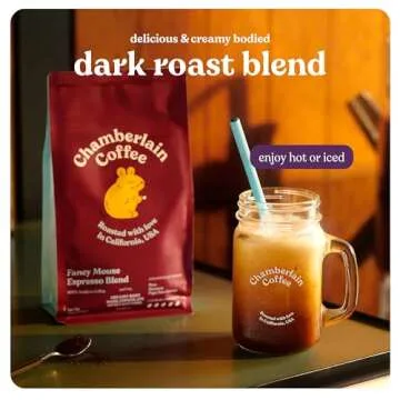 Chamberlain Coffee Fancy Mouse Espresso Blend - Extra Bold, Dark Roast, Organic Coffee, Whole Bean, 12oz
