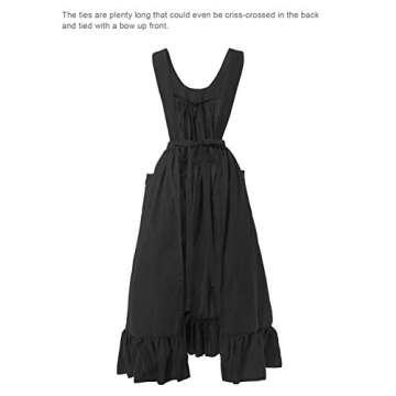 CR ROLECOS White Vintage Maid Ruffle Apron for Women Colonial Pioneer Peasant Apron Pinafore Adjusta...