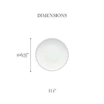 Costa Nova Ceramic Stoneware 7'' Bread Plate - Pearl Collection, White | Microwave & Dishwasher Safe...