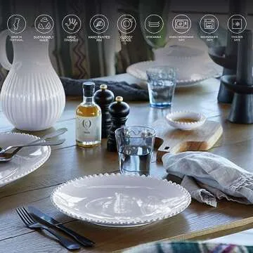 Costa Nova Ceramic Stoneware 7'' Bread Plate - Pearl Collection, White | Microwave & Dishwasher Safe Dinnerware | Food Safe Glazing | Restaurant Quality Tableware