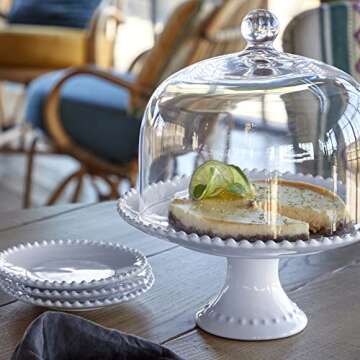 Costa Nova Ceramic Stoneware 7'' Bread Plate - Pearl Collection, White | Microwave & Dishwasher Safe Dinnerware | Food Safe Glazing | Restaurant Quality Tableware