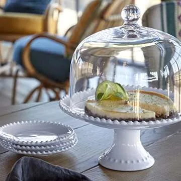 Costa Nova Ceramic Stoneware 7'' Bread Plate - Pearl Collection, White | Microwave & Dishwasher Safe Dinnerware | Food Safe Glazing | Restaurant Quality Tableware