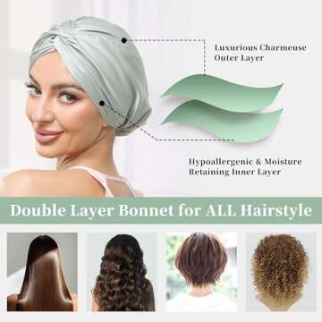 Adjustable Silk Satin Bonnet for Sleeping Hair Care